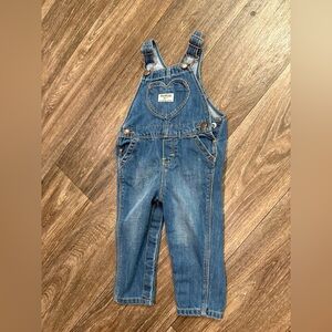 Oshkosh B’gosh Heart Denim Overalls Girls 12-18months